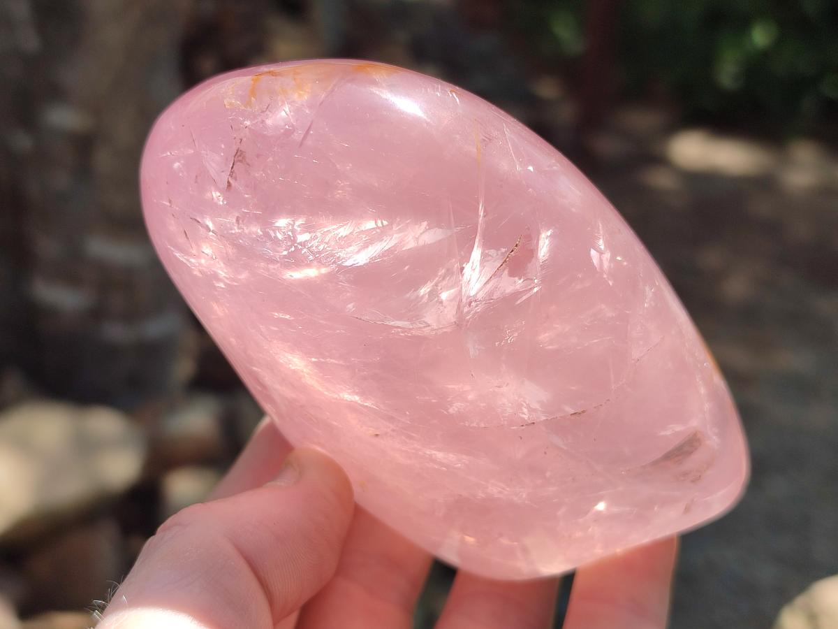 Polished Gemmy Rose Quartz Standing Display Pieces x 5 From Madagascar