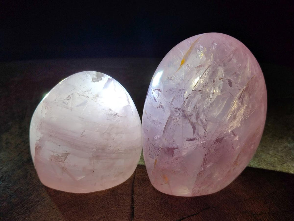 Polished Gemmy Rose Quartz Standing Display Pieces x 5 From Madagascar