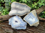 Natural Blue Lace Agate Specimens x 3 From Nsanje, Malawi - Toprock Gemstones and Minerals 