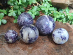 Polished Silver Leaf Lepidolite Spheres x 5 From Zimbabwe - Toprock Gemstones and Minerals 