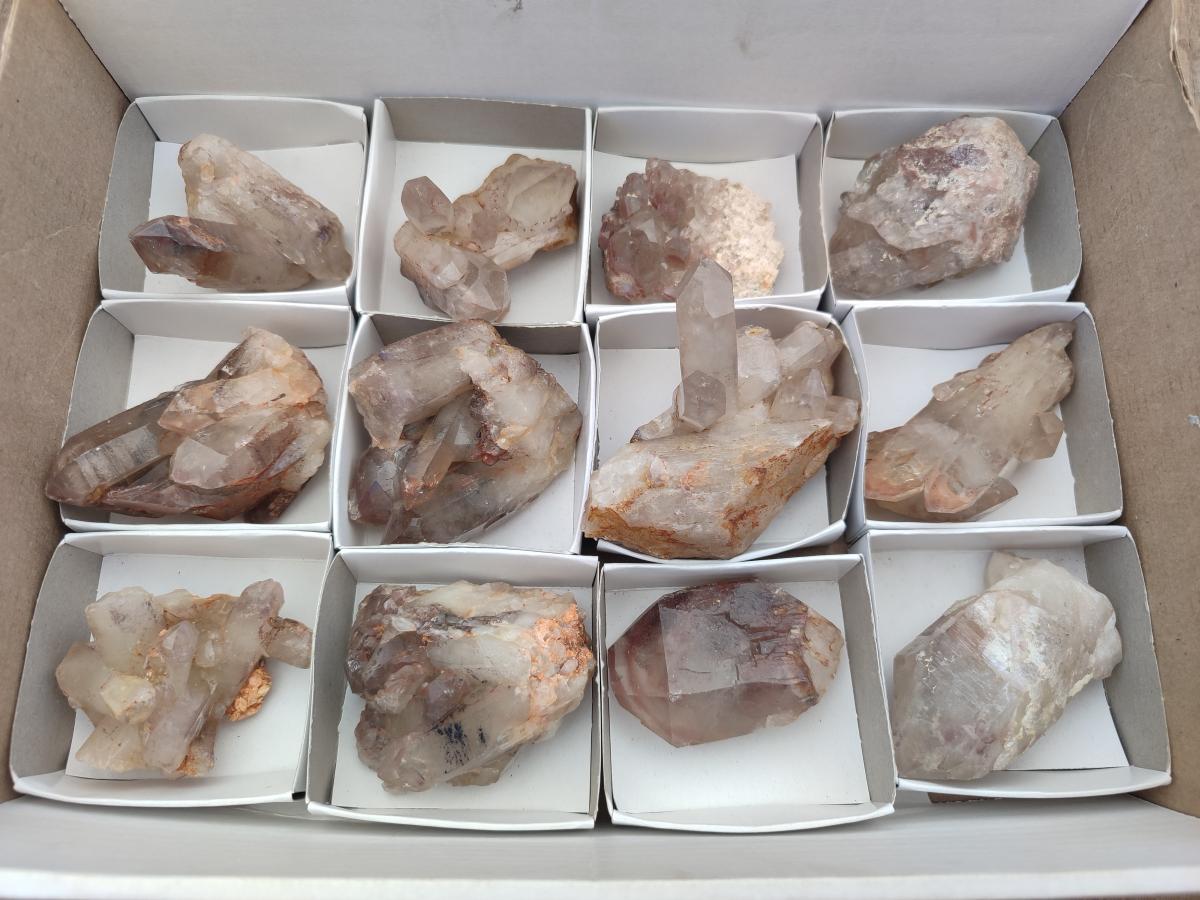 Natural Red Hematoid Quartz Crystals and Clusters x 12 From Karoi, Zimbabwe - Toprock Gemstones and Minerals 