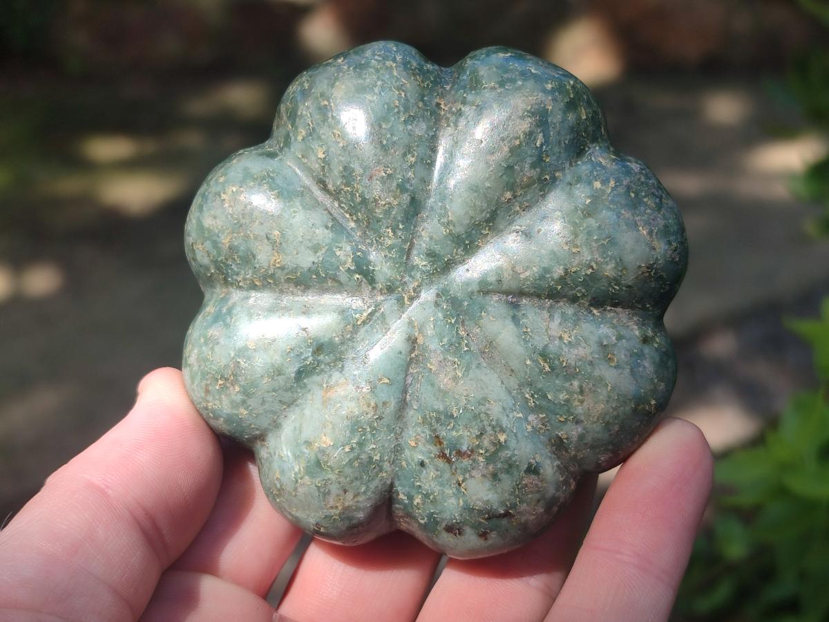 Hand Made Verdite Pumpkins Carvings x 3 From Zimbabwe - Toprock Gemstones and Minerals 
