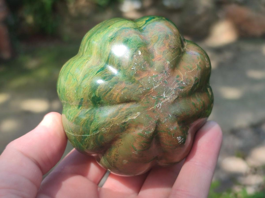 Hand Made Verdite Pumpkins Carvings x 3 From Zimbabwe - Toprock Gemstones and Minerals 
