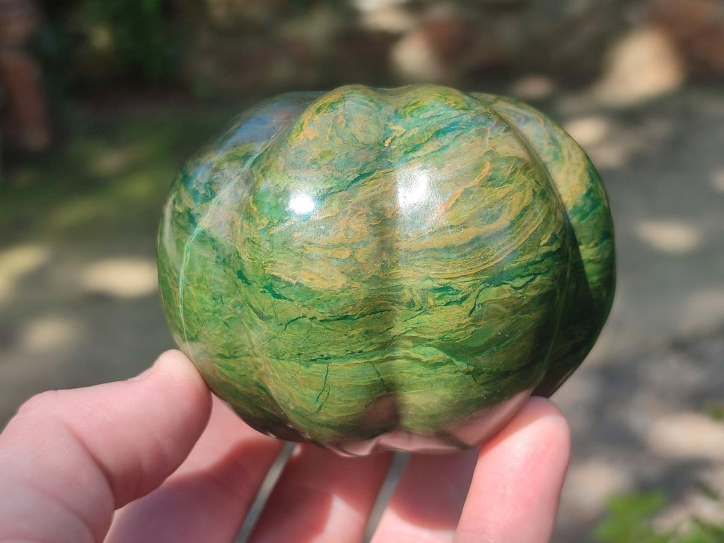 Hand Made Verdite Pumpkins Carvings x 3 From Zimbabwe - Toprock Gemstones and Minerals 