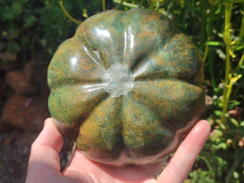 Hand Made Verdite Pumpkins Carvings x 3 From Zimbabwe - Toprock Gemstones and Minerals 