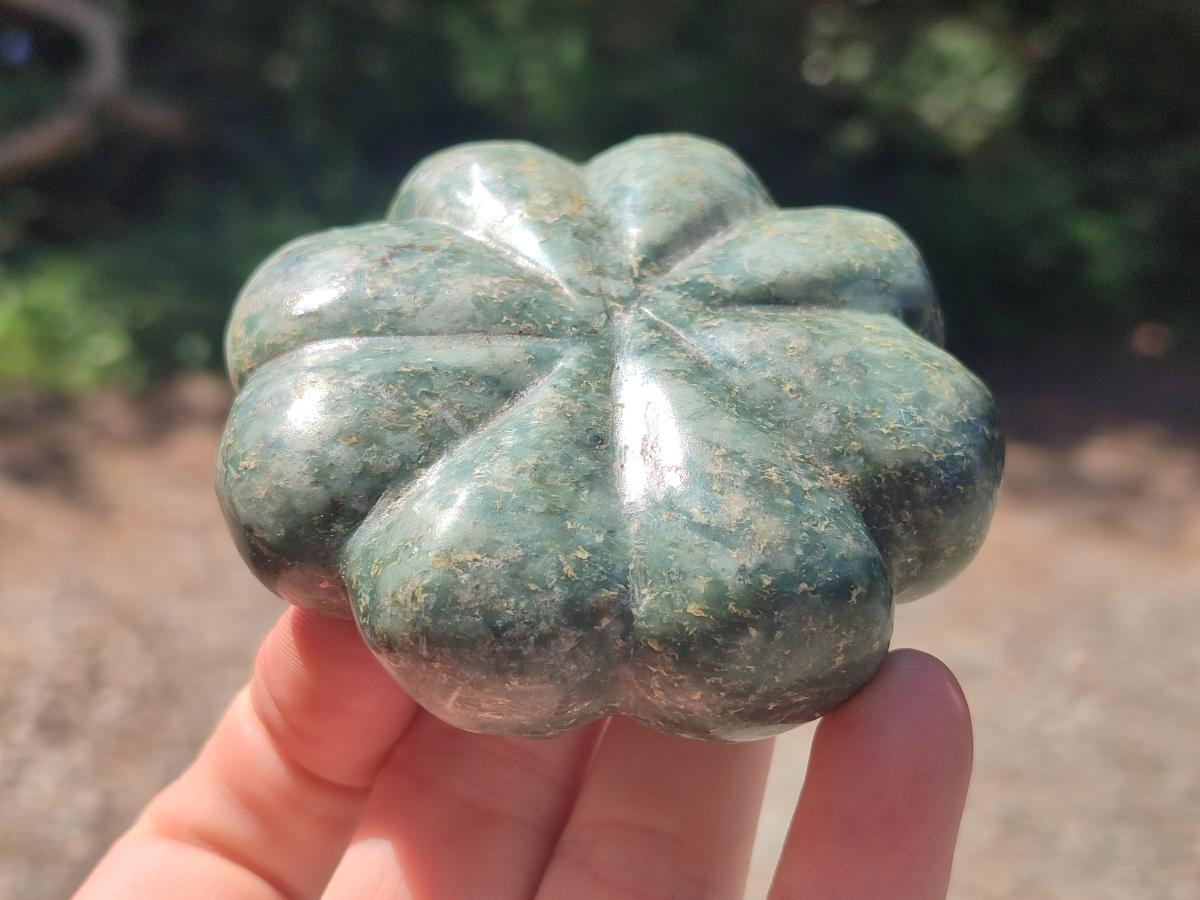 Hand Made Verdite Pumpkins Carvings x 3 From Zimbabwe - Toprock Gemstones and Minerals 