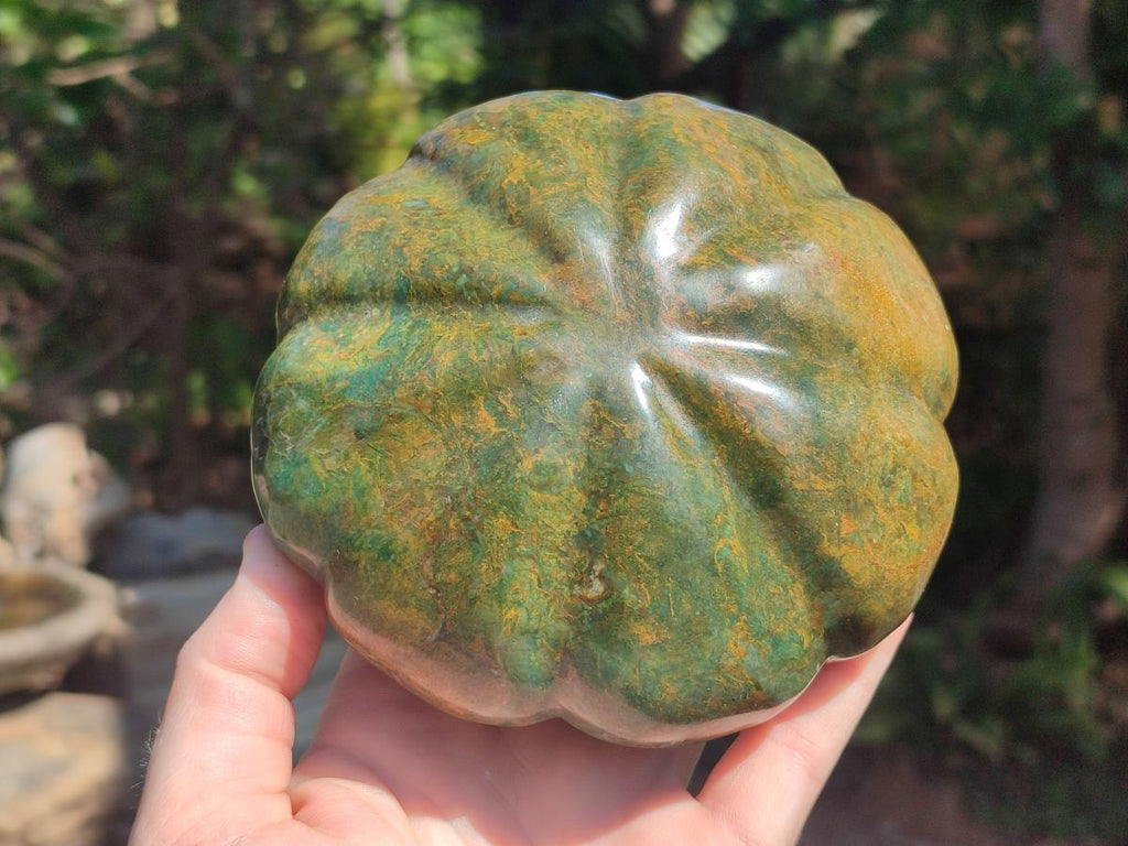 Hand Made Verdite Pumpkins Carvings x 3 From Zimbabwe - Toprock Gemstones and Minerals 