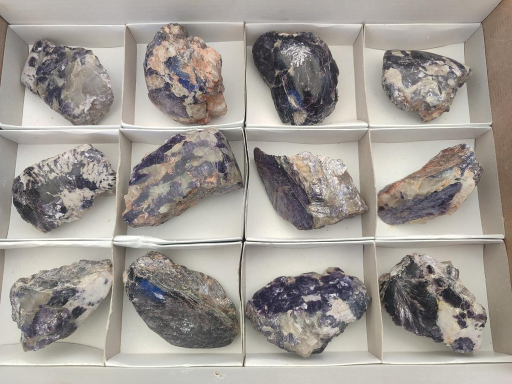 Polished One Side Silver Leaf Lepidolite Slices x 12 From Zimbabwe - Toprock Gemstones and Minerals 