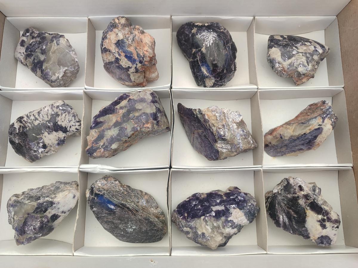 Polished One Side Silver Leaf Lepidolite Slices x 12 From Zimbabwe - Toprock Gemstones and Minerals 