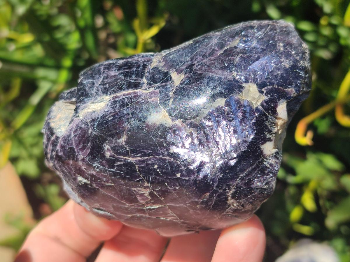 Polished One Side Silver Leaf Lepidolite Slices x 12 From Zimbabwe - Toprock Gemstones and Minerals 