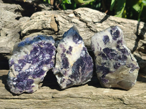 Polished One Side Silver Leaf Lepidolite Slices x 12 From Zimbabwe - Toprock Gemstones and Minerals 