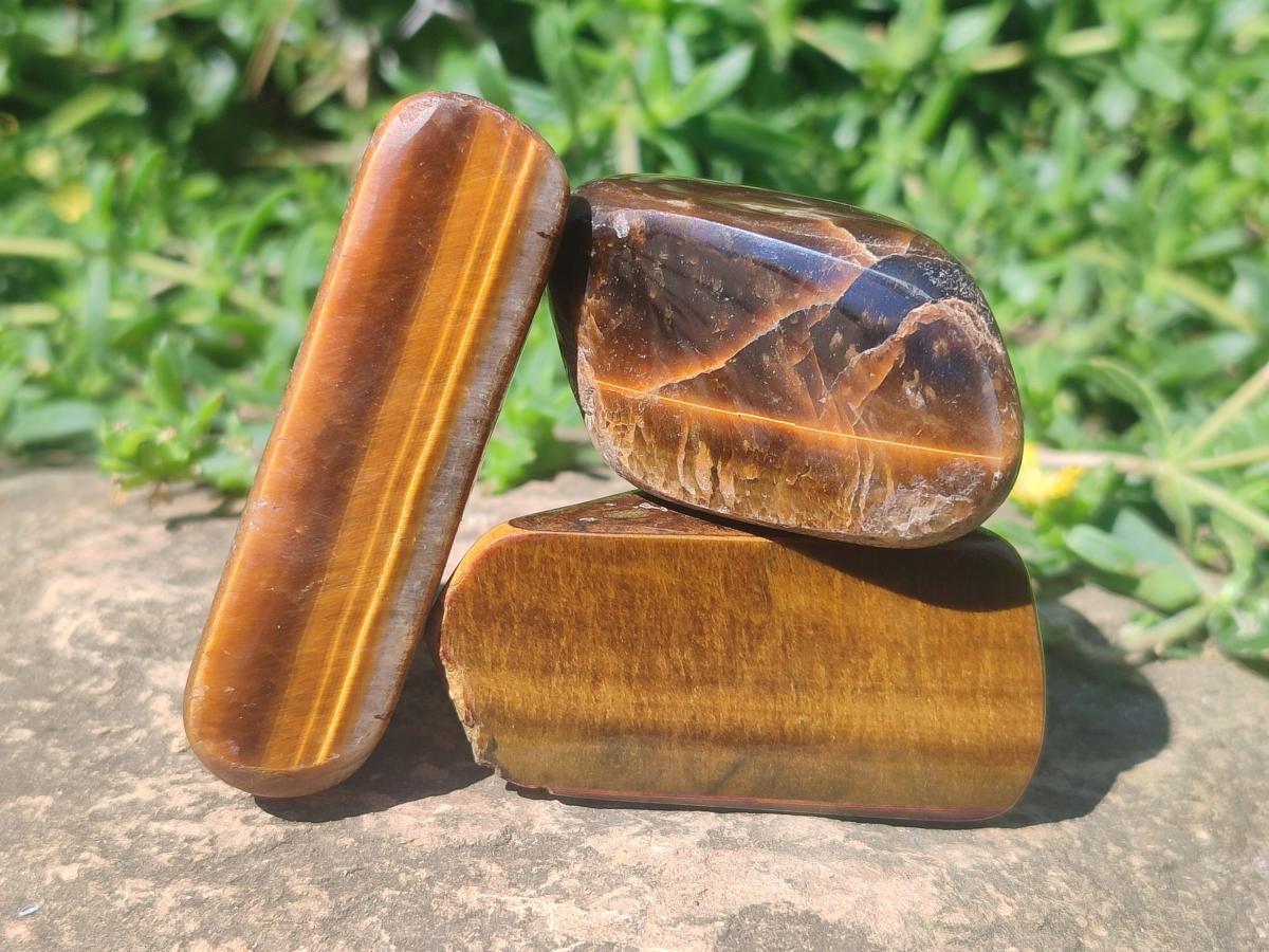 Polished Golden Tigers Eye Tumbled Free Forms x 35 From Prieska, South Africa - Toprock Gemstones and Minerals 
