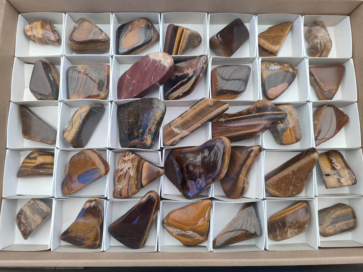 Polished Golden Tigers Eye Tumbled Free Forms x 35 From Prieska, South Africa - Toprock Gemstones and Minerals 