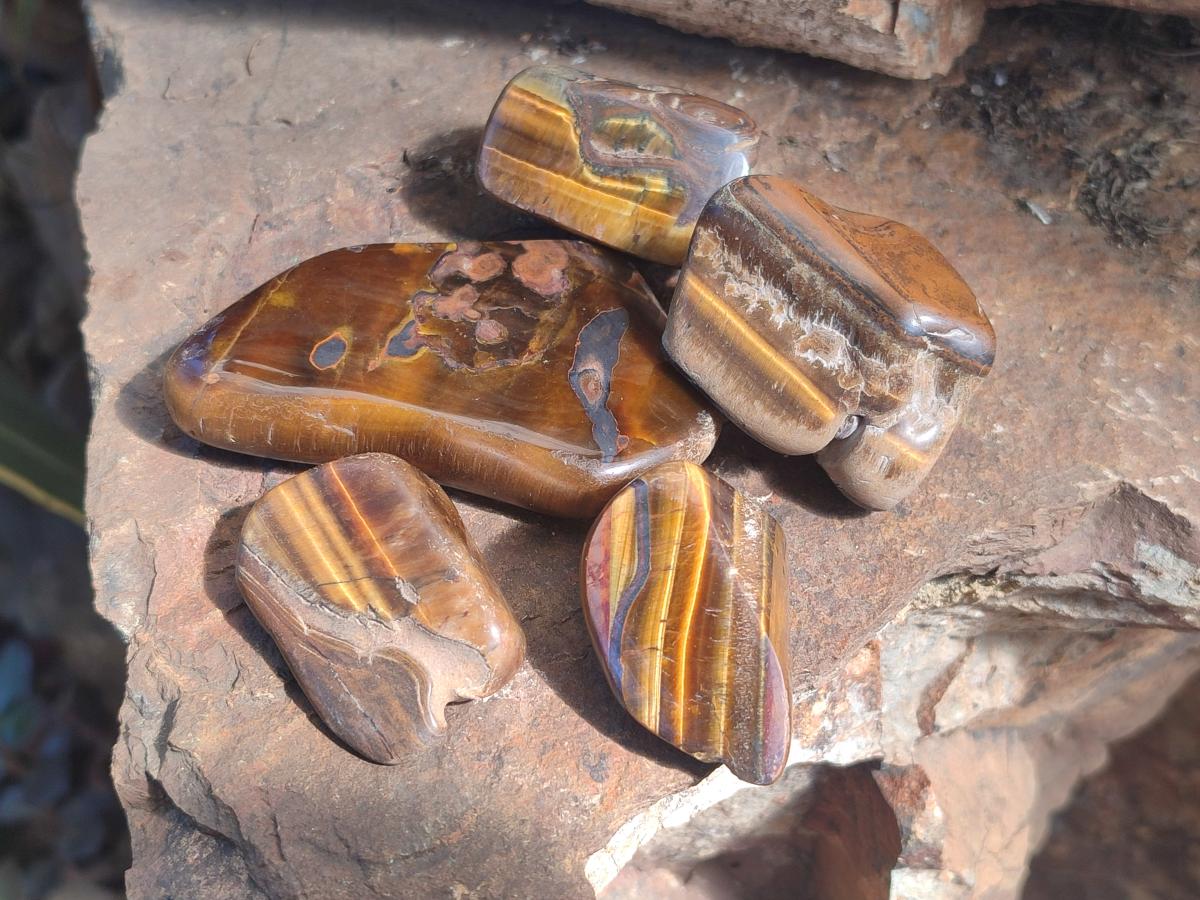 Polished Golden Tigers Eye Tumbled Free Forms x 35 From Prieska, South Africa - Toprock Gemstones and Minerals 