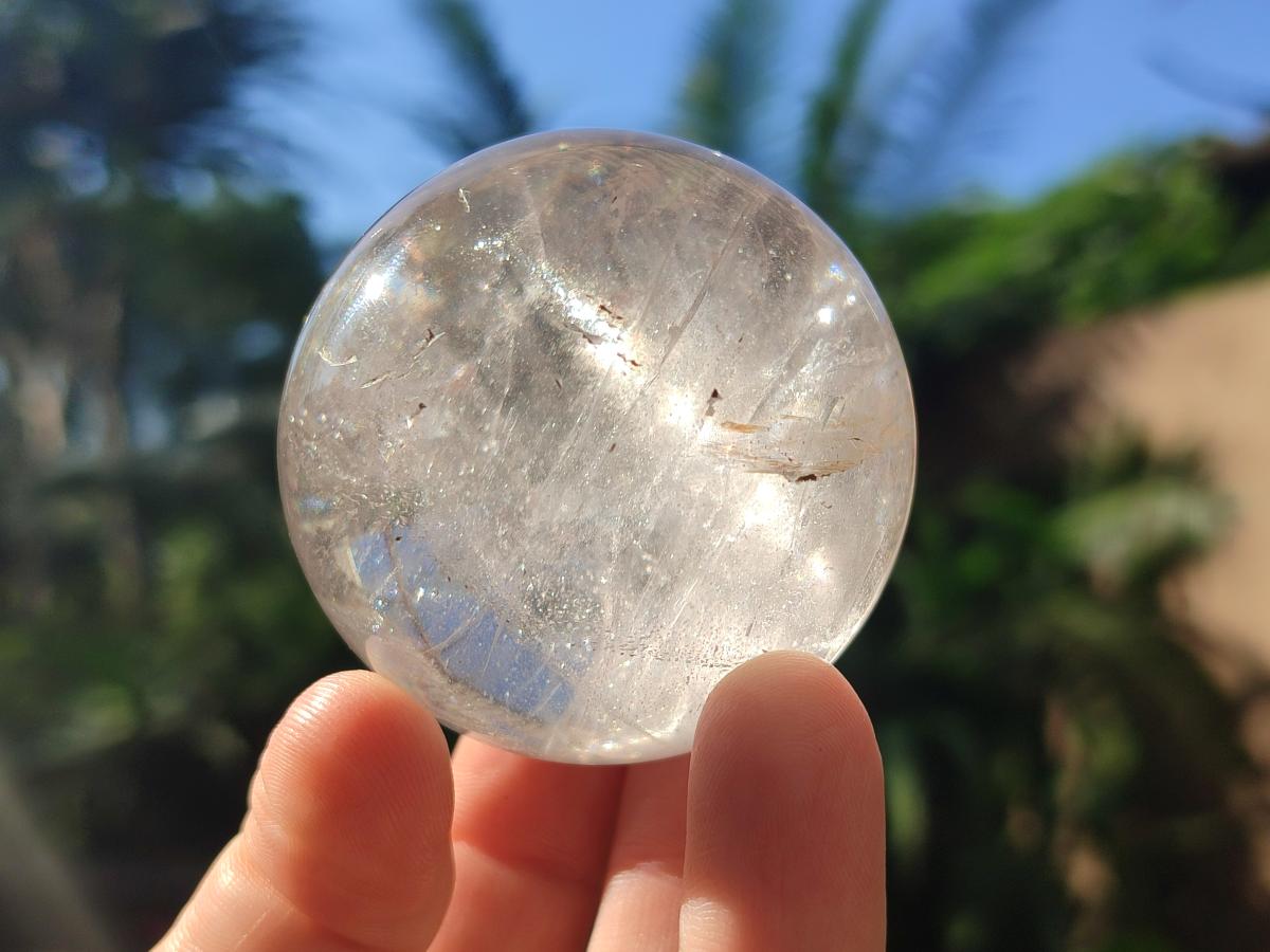 Polished Rock Crystal Balls x 2 From Amoron’i Mania, Madagascar - Toprock Gemstones and Minerals 