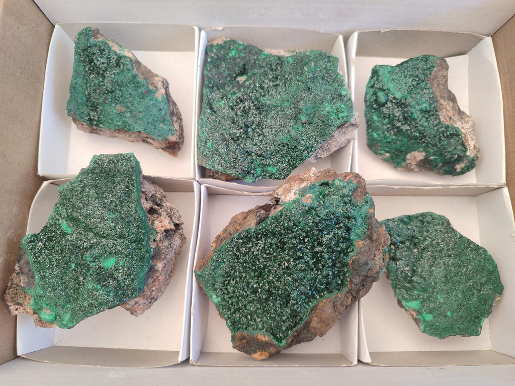 Natural Crystalline Malachite Specimens x 6 From Tenke Fungurume, Congo - Toprock Gemstones and Minerals 