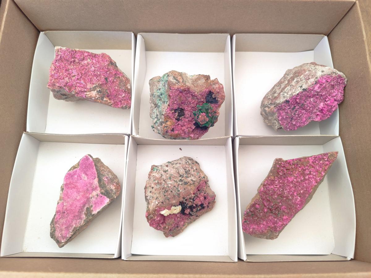 Natural Salrose Cobaltoan Dolomite Specimens x 6 From Kakanda, Congo - Toprock Gemstones and Minerals 