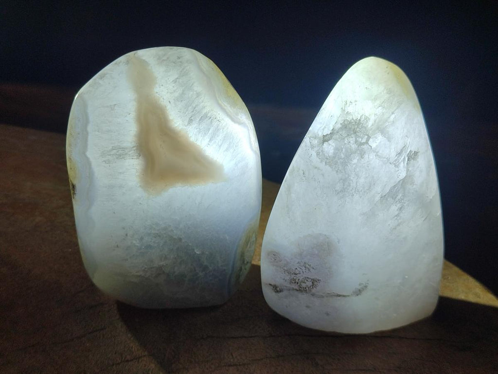 Polished Blue Lace Agate Standing Display Pieces x 3 From Nsanje, Malawi - Toprock Gemstones and Minerals 