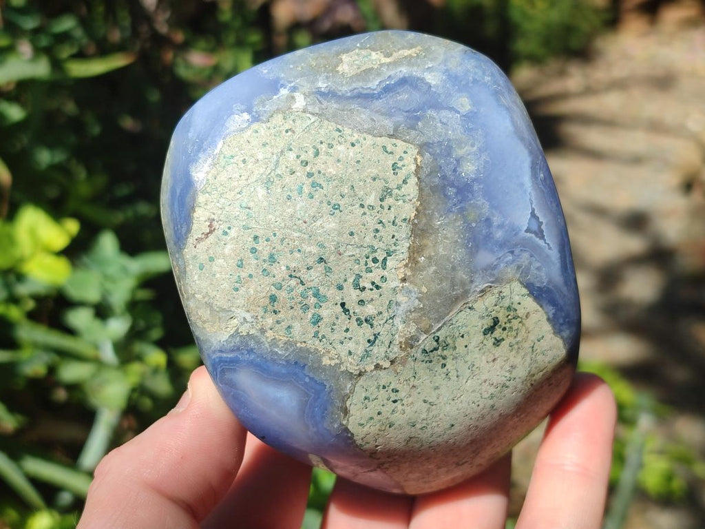 Polished Blue Lace Agate Standing Display Pieces x 3 From Nsanje, Malawi - Toprock Gemstones and Minerals 