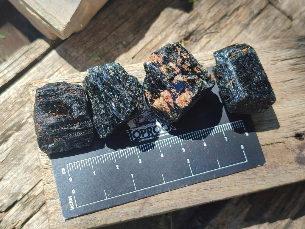 Natural Rough Black Tourmaline Crystals x 72 From Zambia - Toprock Gemstones and Minerals 