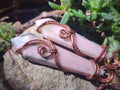 Hand Made Thulite Copper Wire Wrapped Double Terminated Necklaces x 12 From Mozambique - Toprock Gemstones and Minerals 