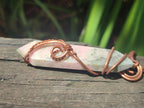 Hand Made Thulite Copper Wire Wrapped Double Terminated Necklaces x 12 From Mozambique - Toprock Gemstones and Minerals 