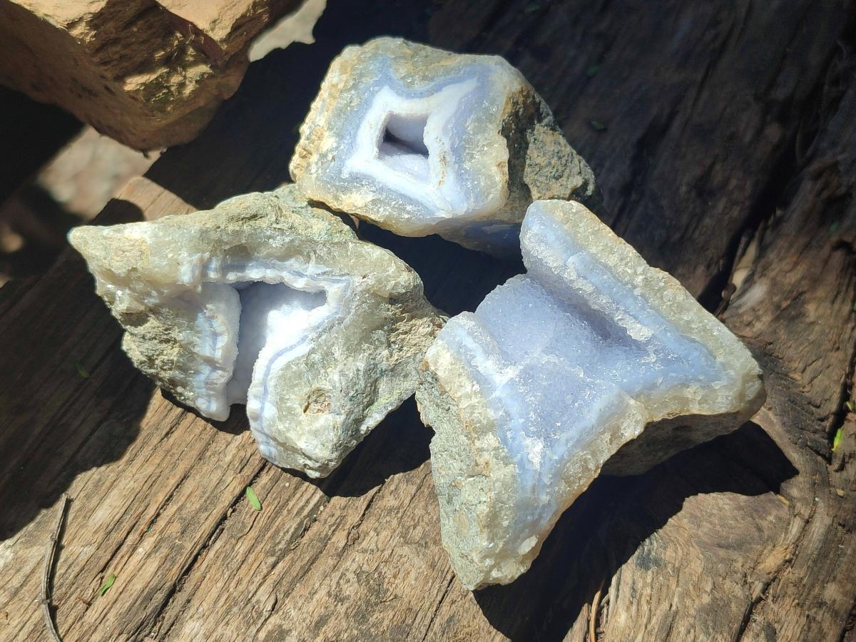 Natural Blue Lace Agate Geode Specimens x 35 From Nsanje, Malawi - Toprock Gemstones and Minerals 
