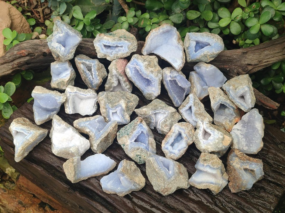 Natural Blue Lace Agate Geode Specimens x 35 From Nsanje, Malawi - Toprock Gemstones and Minerals 