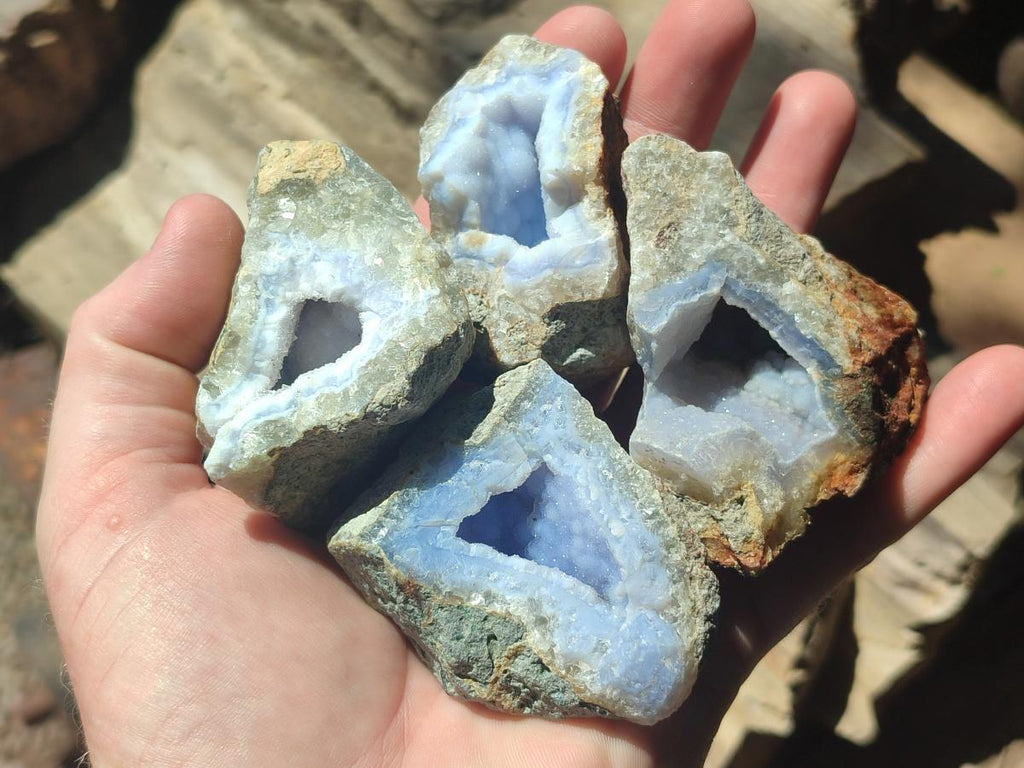 Natural Blue Lace Agate Geode Specimens x 35 From Nsanje, Malawi - Toprock Gemstones and Minerals 