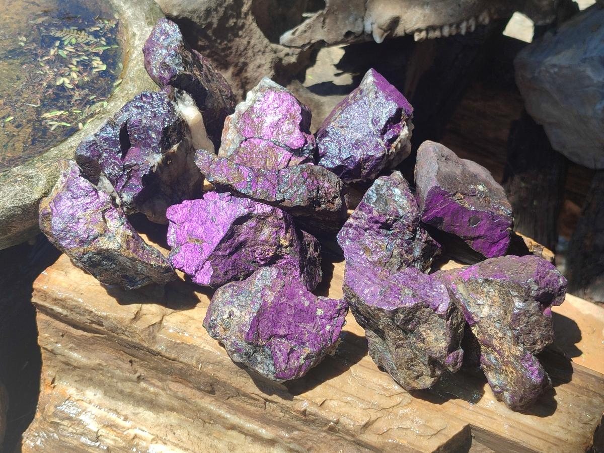 Natural Metallic Cobbed Purpurite Specimens x 12 From Erongo, Namibia - Toprock Gemstones and Minerals 