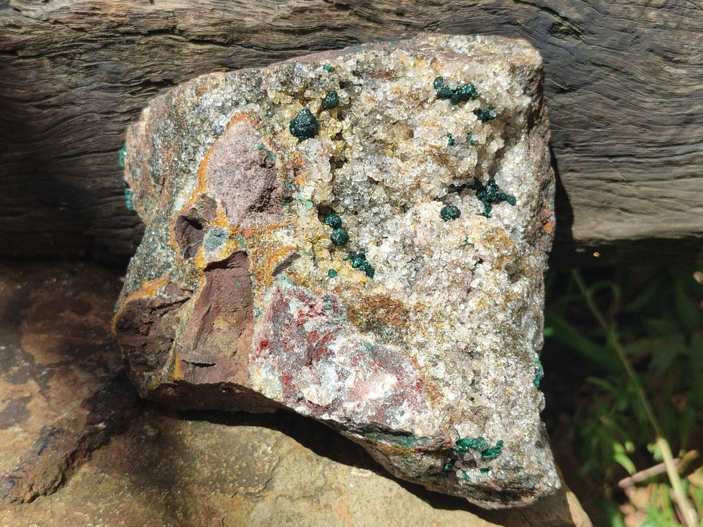 Natural Large Crystalline Ball Malachite with Quartz on Dolomite Matrix x 1 From Mindingi Mine, Kambove, Congo - Toprock Gemstones and Minerals 