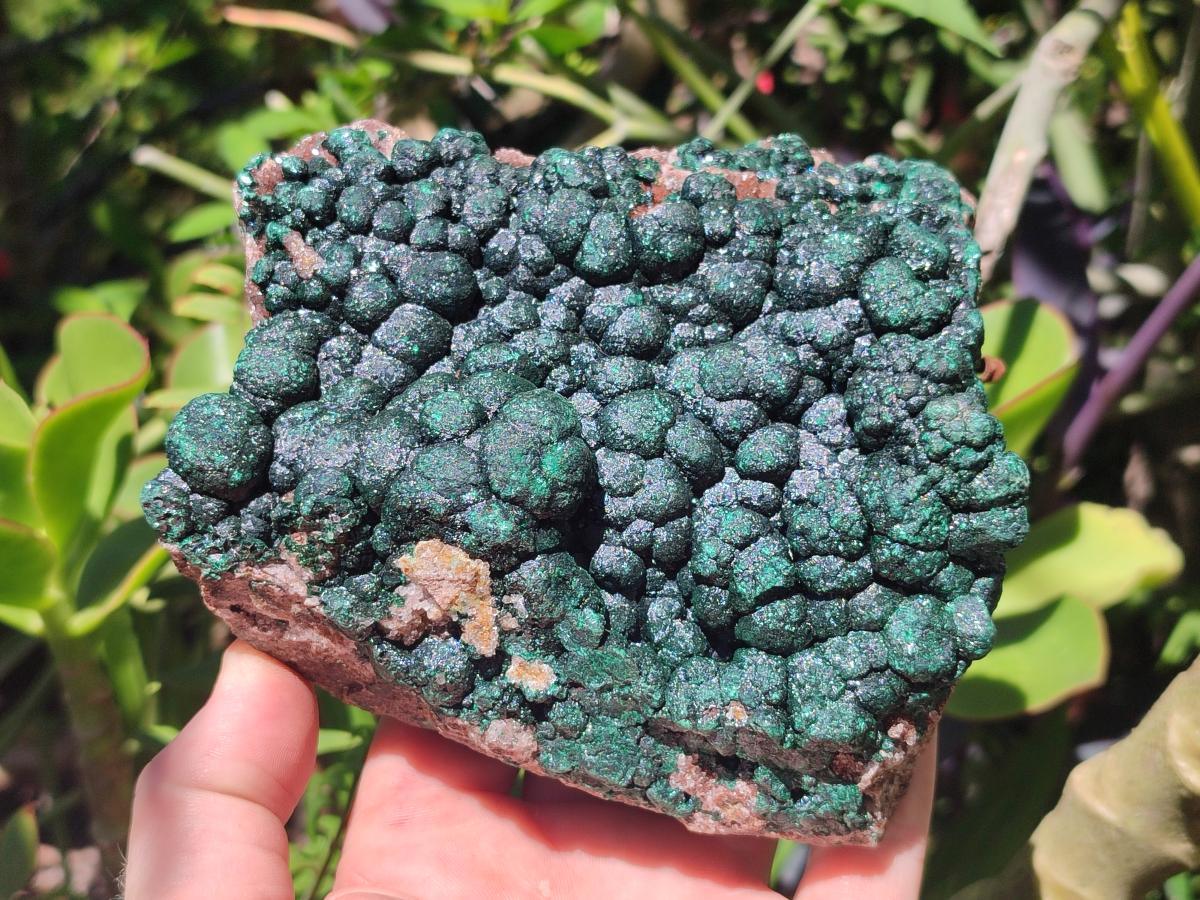 Natural Large Crystalline Ball Malachite with Quartz on Dolomite Matrix x 1 From Mindingi Mine, Kambove, Congo - Toprock Gemstones and Minerals 