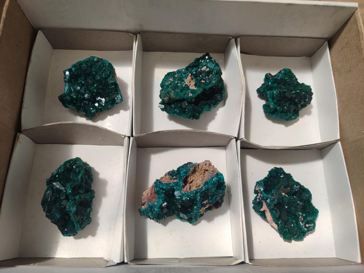 Natural Dioptase Specimens on Dolomite Matrix x 6 From Tantara Mine, Congo - Toprock Gemstones and Minerals 