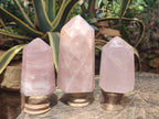 Polished Gemmy Rose Quartz Crystals x 3 From Madagascar - Toprock Gemstones and Minerals 