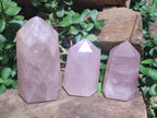 Polished Gemmy Rose Quartz Crystals x 3 From Madagascar - Toprock Gemstones and Minerals 