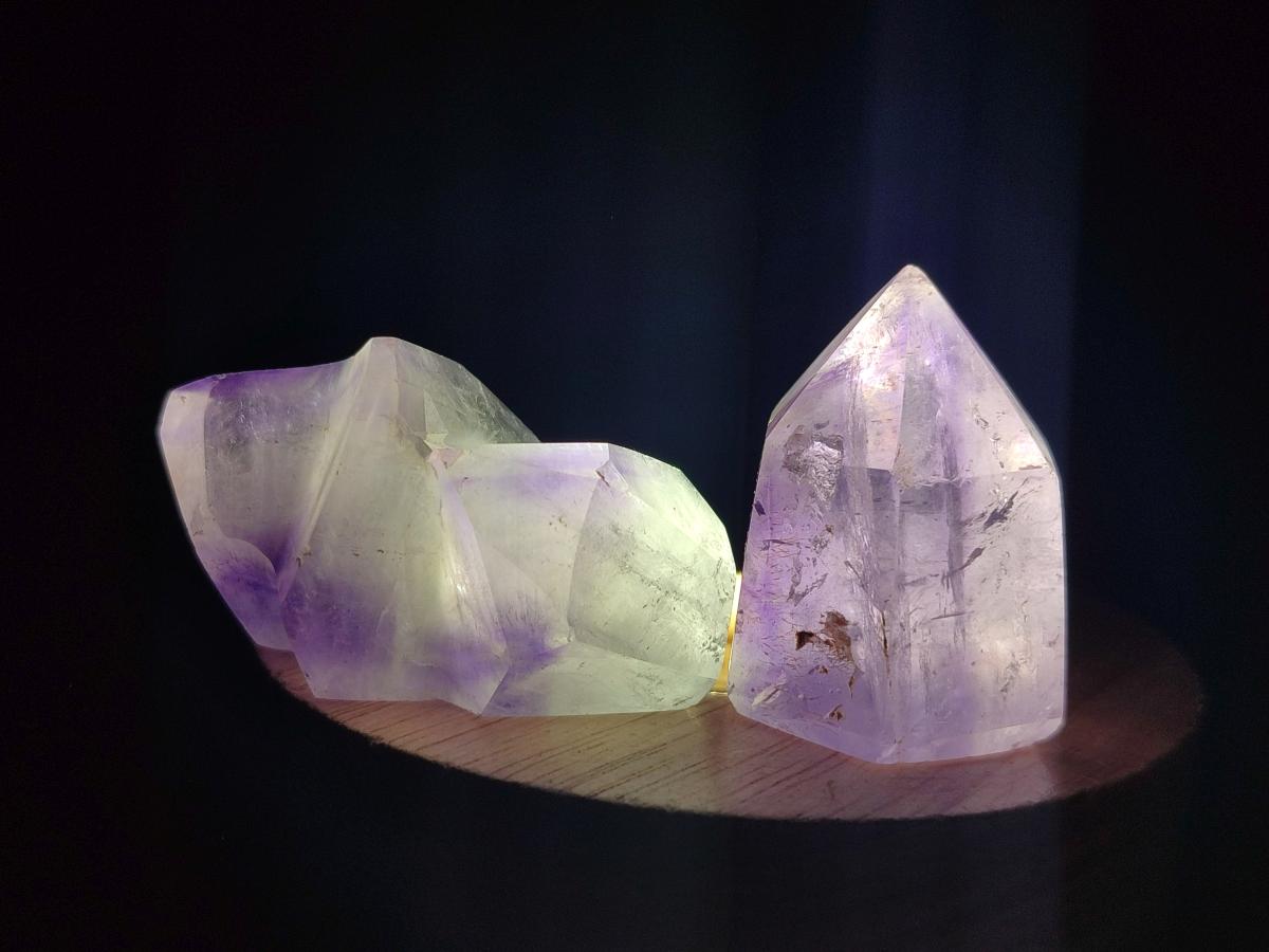 Polished Smokey Window Amethyst Crystals x 20 From Akansobe, Madagascar - Toprock Gemstones and Minerals 