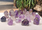 Polished Smokey Window Amethyst Crystals x 20 From Akansobe, Madagascar - Toprock Gemstones and Minerals 
