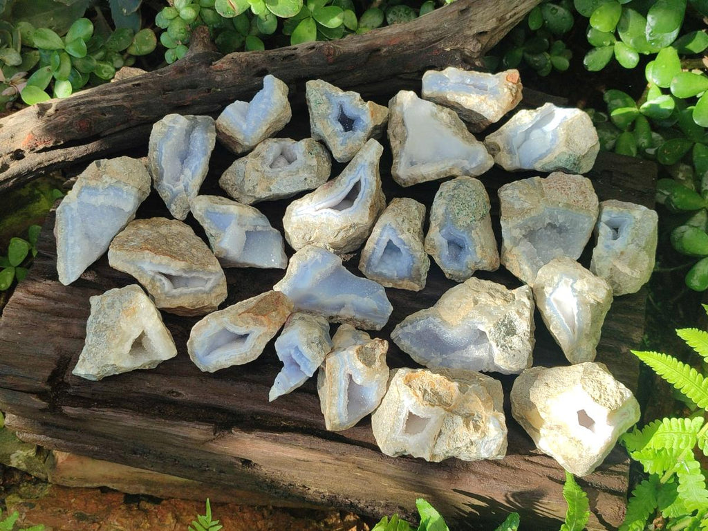 Natural Blue Lace Agate Geode Specimens x 24 From Nsanje, Malawi - Toprock Gemstones and Minerals 