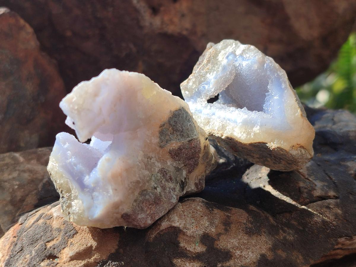 Natural Blue Lace Agate Geode Specimens x 24 From Nsanje, Malawi - Toprock Gemstones and Minerals 