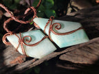 Hand Made Double Terminated Blue Smithsonite Copper Wire Wrapped Stone Necklaces x 12 From South Africa - Toprock Gemstones and Minerals 