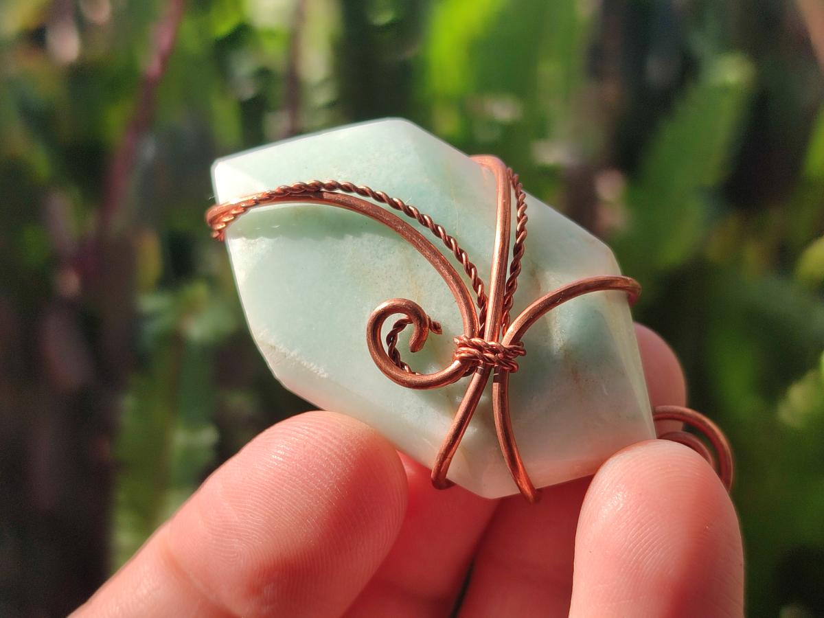 Hand Made Double Terminated Blue Smithsonite Copper Wire Wrapped Stone Necklaces x 12 From South Africa - Toprock Gemstones and Minerals 