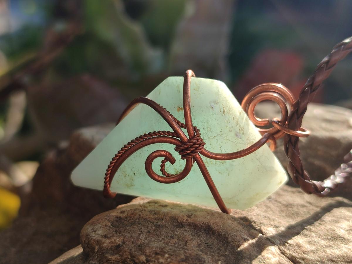 Hand Made Double Terminated Blue Smithsonite Copper Wire Wrapped Stone Necklaces x 12 From South Africa - Toprock Gemstones and Minerals 