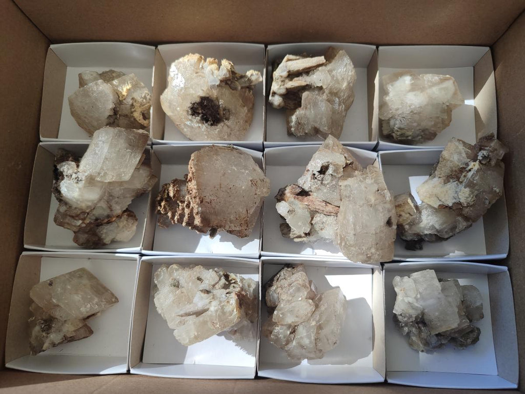 Natural Stacked Rhombohedral Calcite Crystal Specimens x 12 From Albert's Mountain, Lesotho - Toprock Gemstones and Minerals 