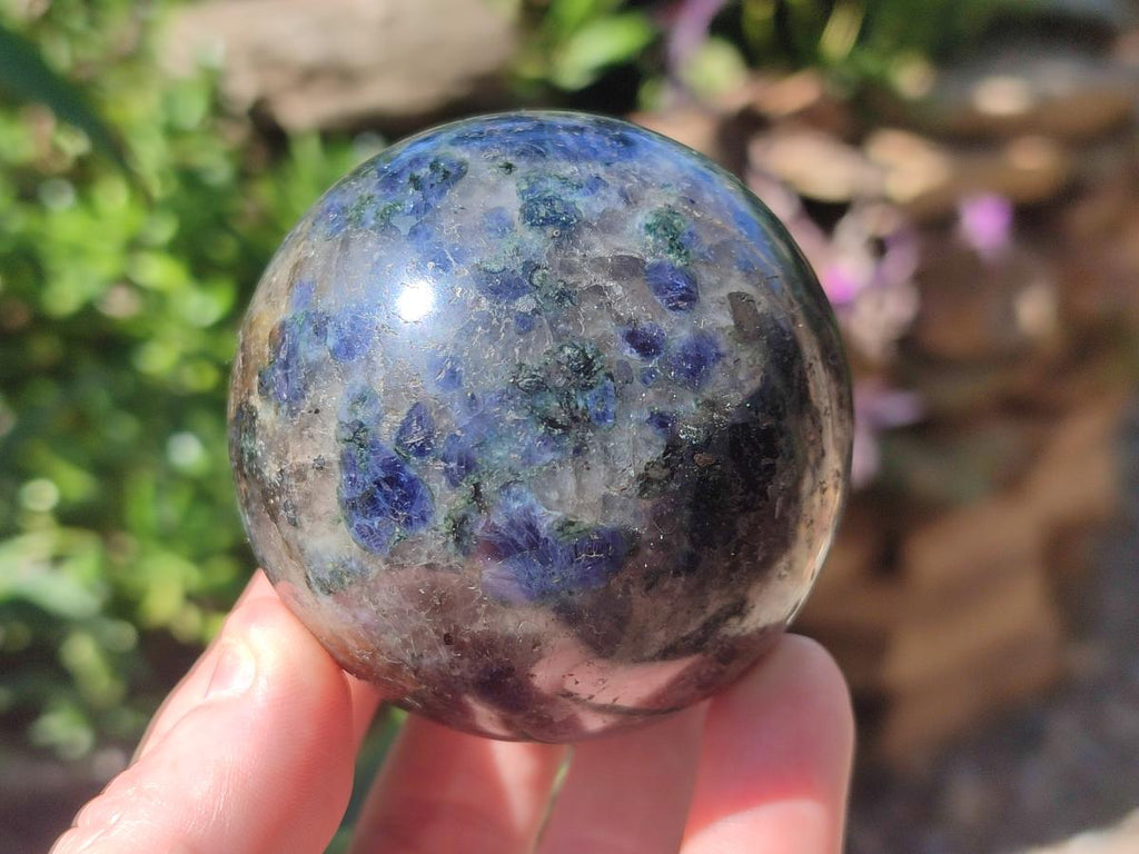 Polished Blue Iolite "Water Sapphire" Spheres with Blue Cordierite x 3 From Madagascar - Toprock Gemstones and Minerals 