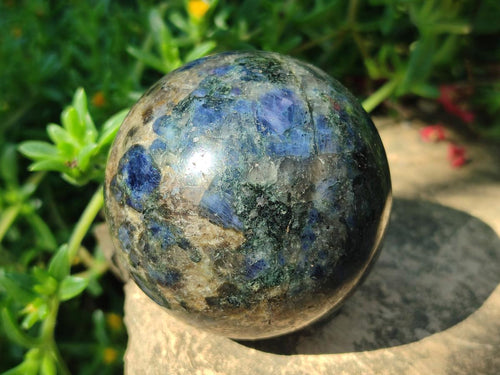 Polished Blue Iolite "Water Sapphire" Spheres with Blue Cordierite x 3 From Madagascar - Toprock Gemstones and Minerals 