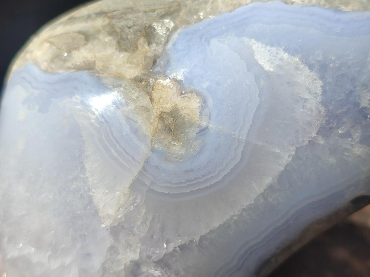 Polished and Natural Blue Lace Agate Free Forms x 3 From Nsanje, Malawi - Toprock Gemstones and Minerals 