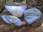 Polished and Natural Blue Lace Agate Free Forms x 3 From Nsanje, Malawi - Toprock Gemstones and Minerals 