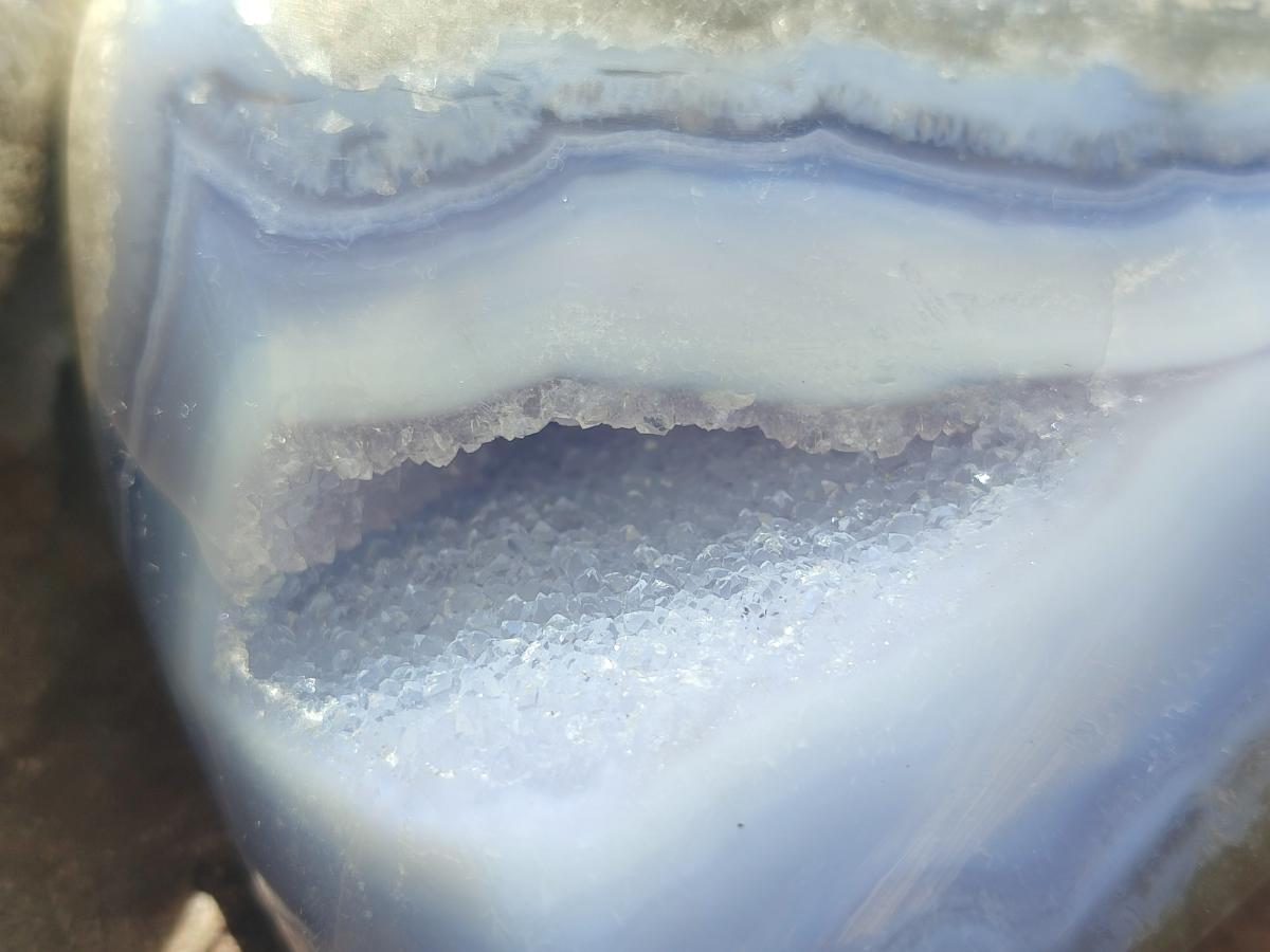 Polished and Natural Blue Lace Agate Free Forms x 3 From Nsanje, Malawi - Toprock Gemstones and Minerals 