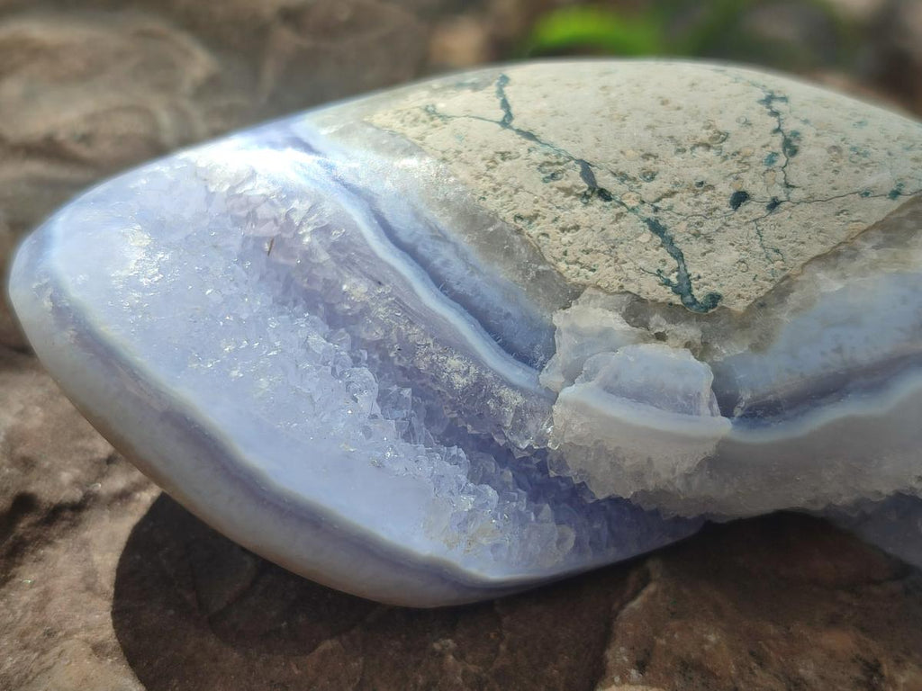 Polished and Natural Blue Lace Agate Free Forms x 3 From Nsanje, Malawi - Toprock Gemstones and Minerals 