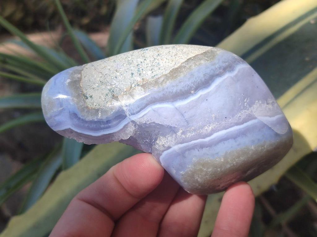 Polished and Natural Blue Lace Agate Free Forms x 3 From Nsanje, Malawi - Toprock Gemstones and Minerals 